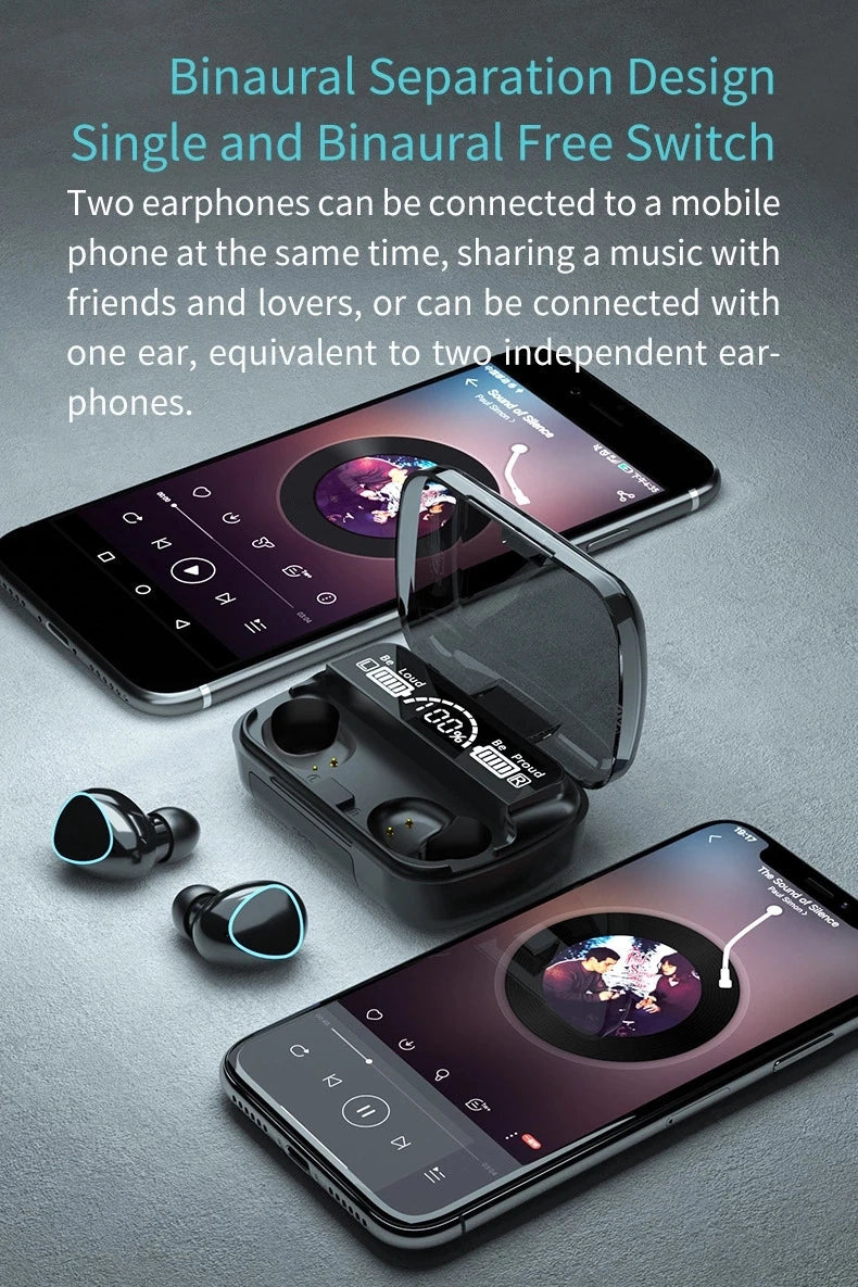 New M10 TWS Wireless Earbuds: Bluetooth 5.1, Wireless Charging Case